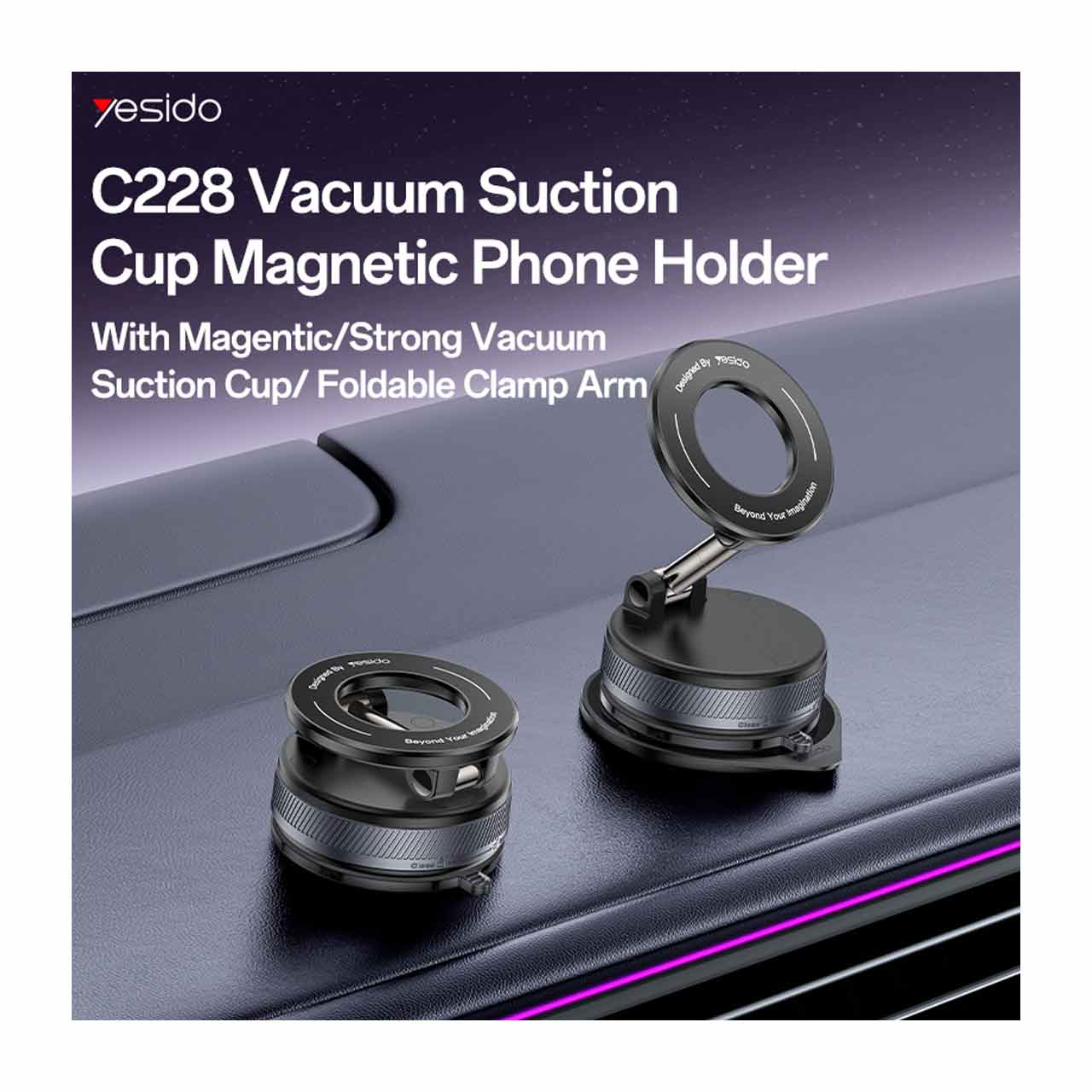 هولدر وکیومی مگنتی گوشی موبایل Yesido موبایل C228 - مشکی